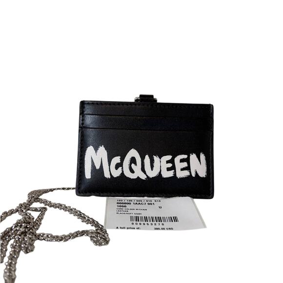 McQueen Black Card Holder with Chain - Picture 1 of 4